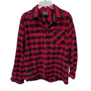 The Vermont Flannel Co Red Black Buffalo Check Cotton Button Down Shirt- Large